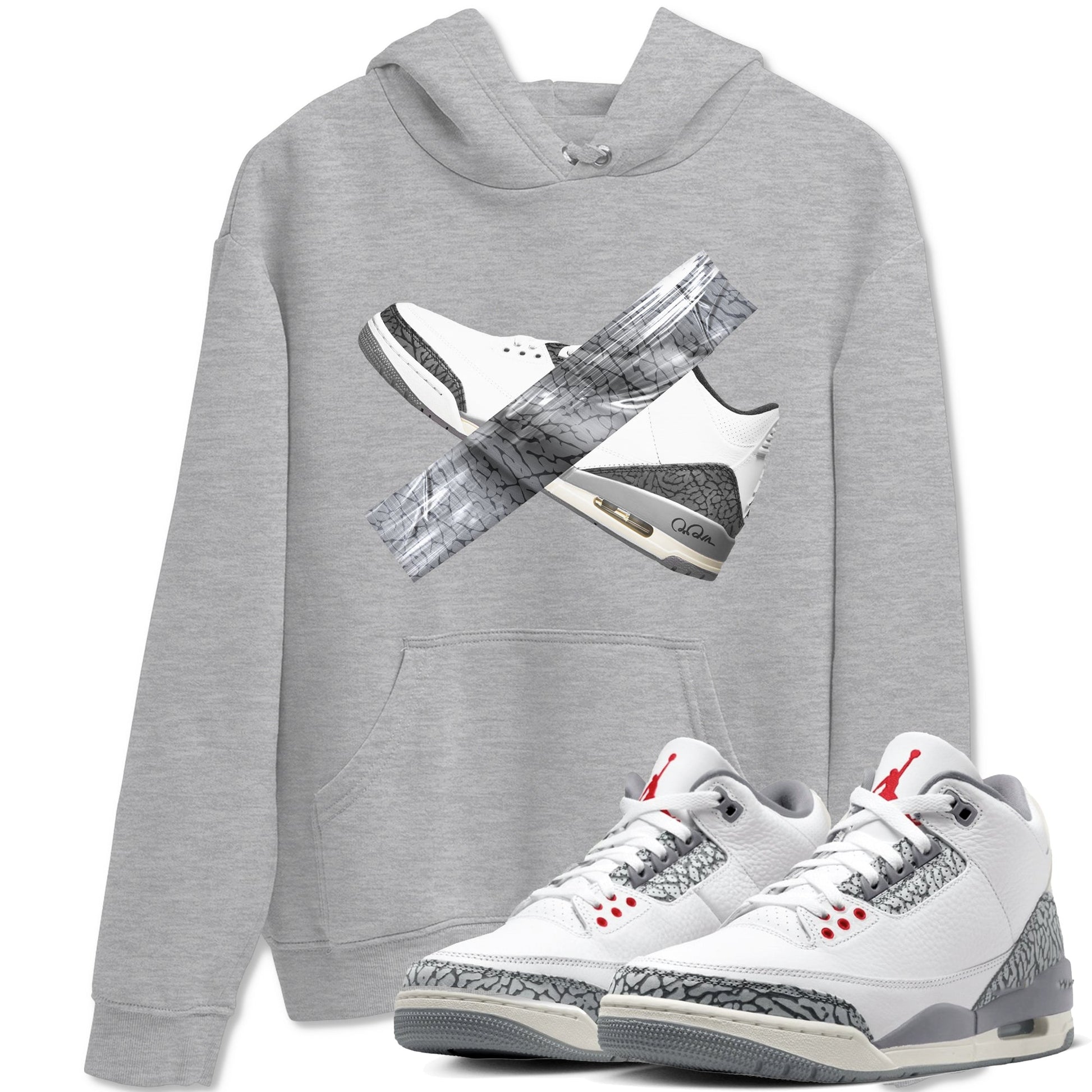 3s Cement Grey shirts to match jordans Duct Tape sneaker match tees Air Jordan 3 Cement Grey SNRT Sneaker Release Tees unisex cotton Heather Grey 1 crew neck shirts