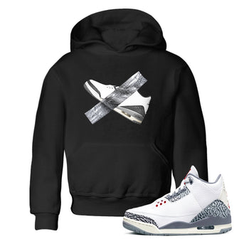 3s Cement Grey shirts to match jordans Duct Tape sneaker match tees Air Jordan 3 Cement Grey SNRT Sneaker Release Tees Youth Baby Black 1 crew neck shirts
