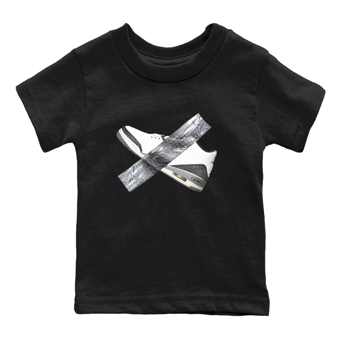 3s Cement Grey shirts to match jordans Duct Tape sneaker match tees Air Jordan 3 Cement Grey SNRT Sneaker Release Tees Youth Baby Black 2 crew neck shirts