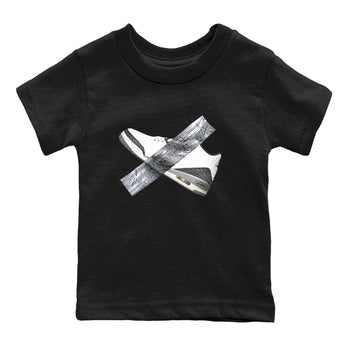 3s Cement Grey shirts to match jordans Duct Tape sneaker match tees Air Jordan 3 Cement Grey SNRT Sneaker Release Tees Youth Baby Black 2 crew neck shirts
