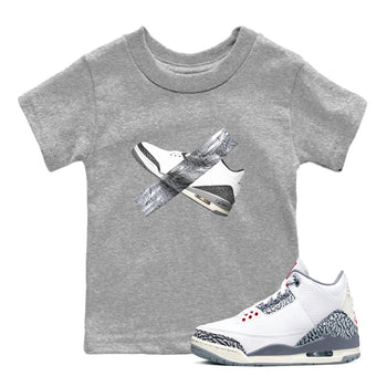 3s Cement Grey shirts to match jordans Duct Tape sneaker match tees Air Jordan 3 Cement Grey SNRT Sneaker Release Tees Youth Baby Heather Grey 1 crew neck shirts