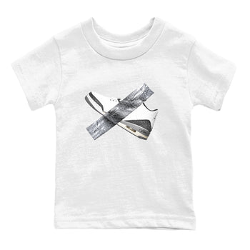 3s Cement Grey shirts to match jordans Duct Tape sneaker match tees Air Jordan 3 Cement Grey SNRT Sneaker Release Tees Youth Baby White 2 crew neck shirts
