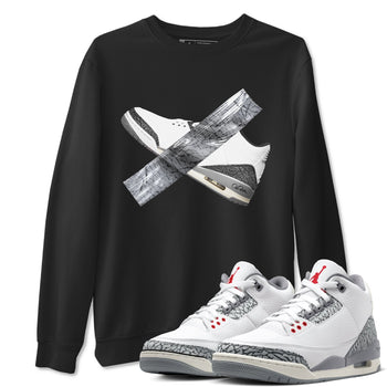 3s Cement Grey shirts to match jordans Duct Tape sneaker match tees Air Jordan 3 Cement Grey SNRT Sneaker Release Tees unisex cotton Black 1 crew neck shirts