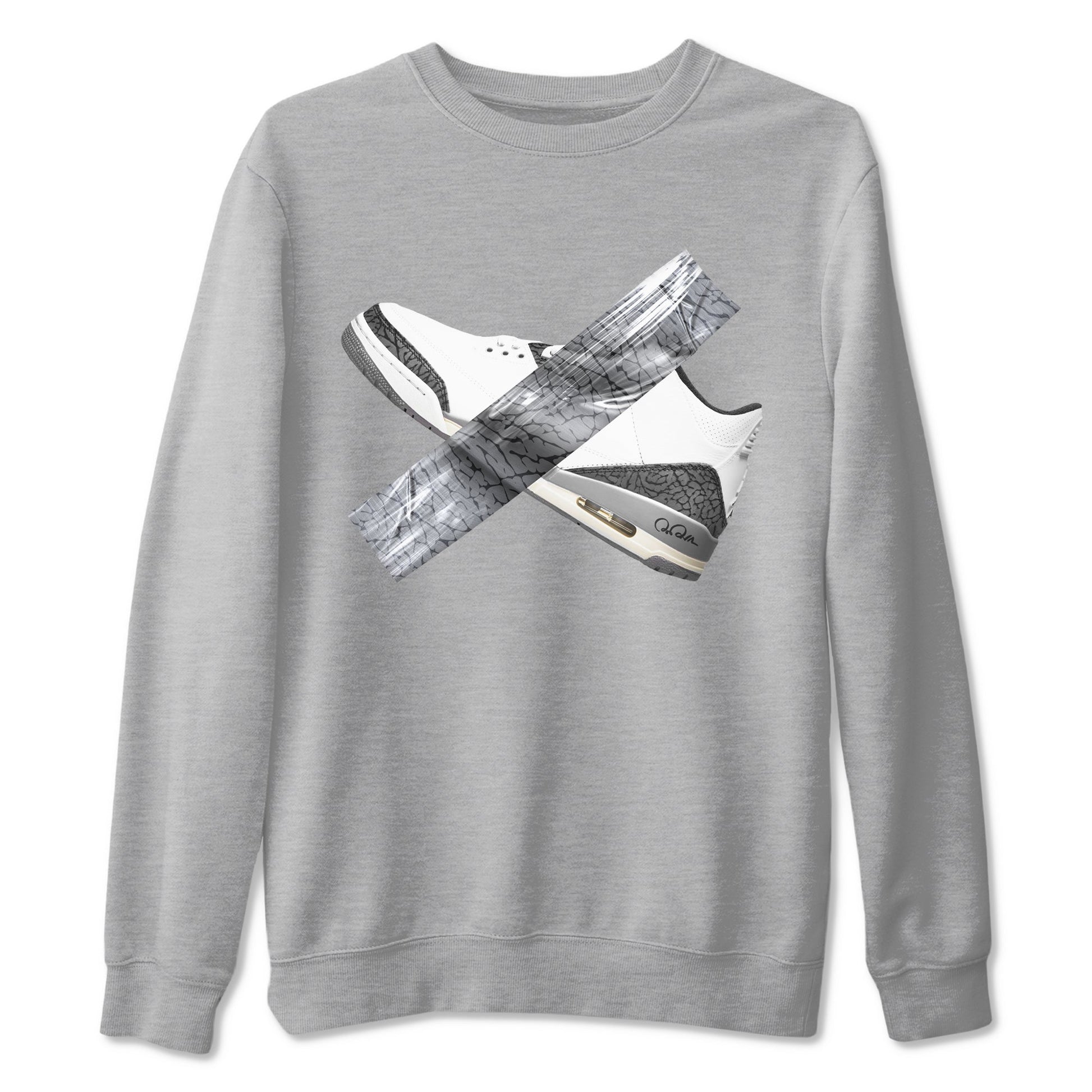 3s Cement Grey shirts to match jordans Duct Tape sneaker match tees Air Jordan 3 Cement Grey SNRT Sneaker Release Tees unisex cotton Heather Grey 2 crew neck shirts
