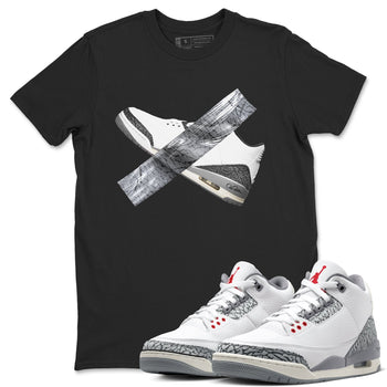 3s Cement Grey shirts to match jordans Duct Tape sneaker match tees Air Jordan 3 Cement Grey SNRT Sneaker Release Tees unisex cotton Black 1 crew neck shirts