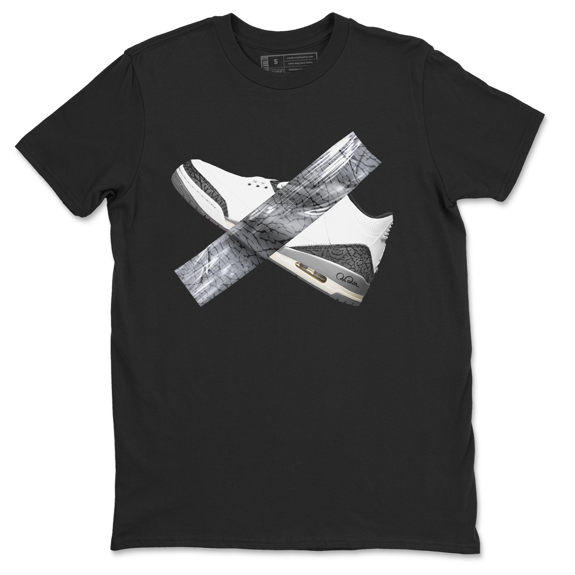 3s Cement Grey shirts to match jordans Duct Tape sneaker match tees Air Jordan 3 Cement Grey SNRT Sneaker Release Tees unisex cotton Black 2 crew neck shirts