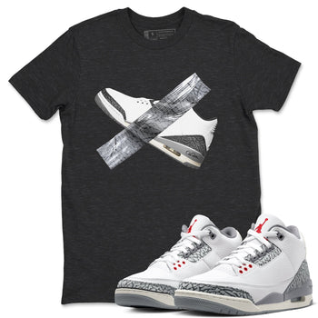 3s Cement Grey shirts to match jordans Duct Tape sneaker match tees Air Jordan 3 Cement Grey SNRT Sneaker Release Tees unisex cotton Charcoal Heather 1 crew neck shirts