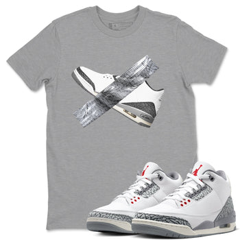 3s Cement Grey shirts to match jordans Duct Tape sneaker match tees Air Jordan 3 Cement Grey SNRT Sneaker Release Tees unisex cotton Heather Grey 1 crew neck shirts