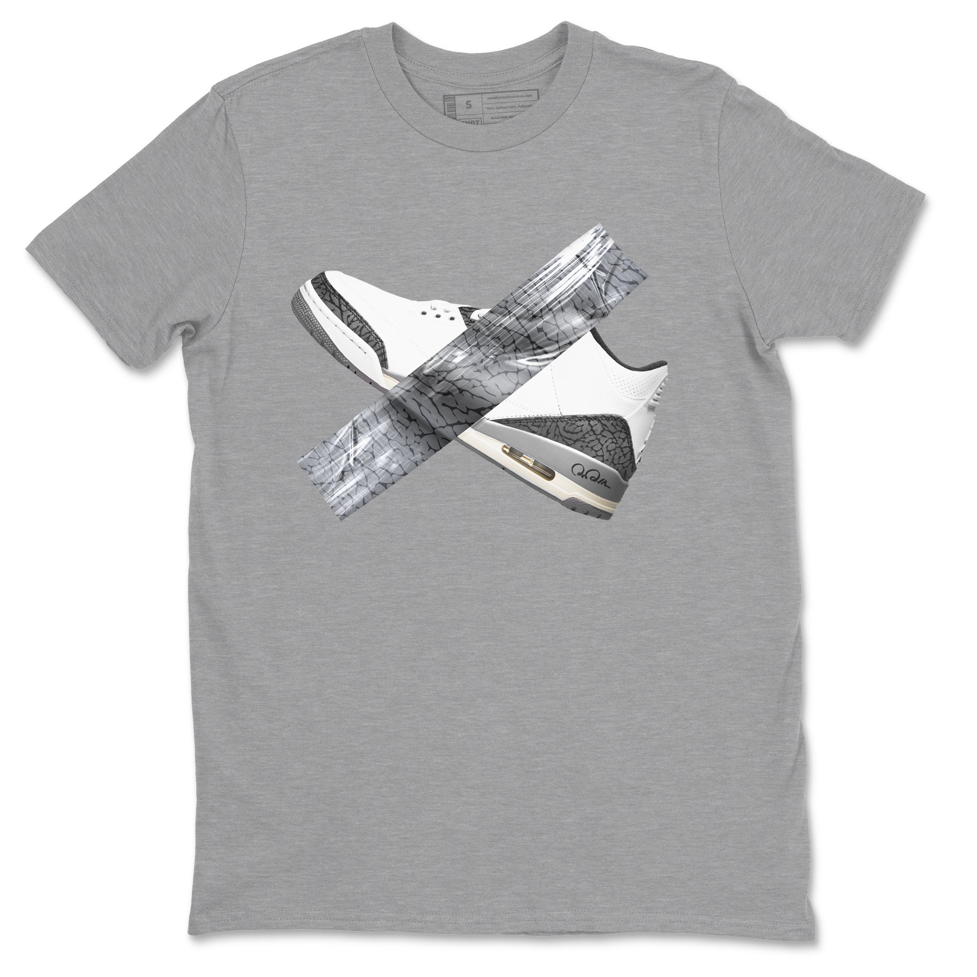 3s Cement Grey shirts to match jordans Duct Tape sneaker match tees Air Jordan 3 Cement Grey SNRT Sneaker Release Tees unisex cotton Heather Grey 2 crew neck shirts