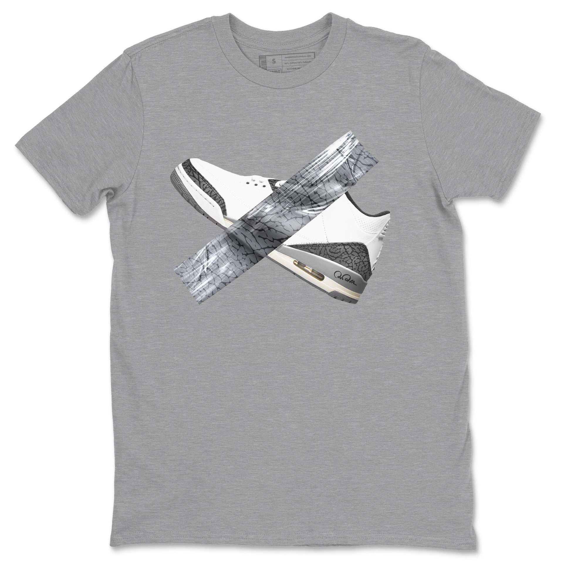 3s Cement Grey shirts to match jordans Duct Tape sneaker match tees Air Jordan 3 Cement Grey SNRT Sneaker Release Tees unisex cotton Heather Grey 2 crew neck shirts