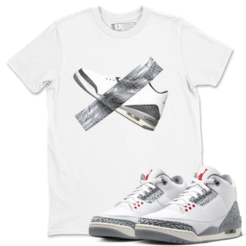 3s Cement Grey shirts to match jordans Duct Tape sneaker match tees Air Jordan 3 Cement Grey SNRT Sneaker Release Tees unisex cotton White 1 crew neck shirts