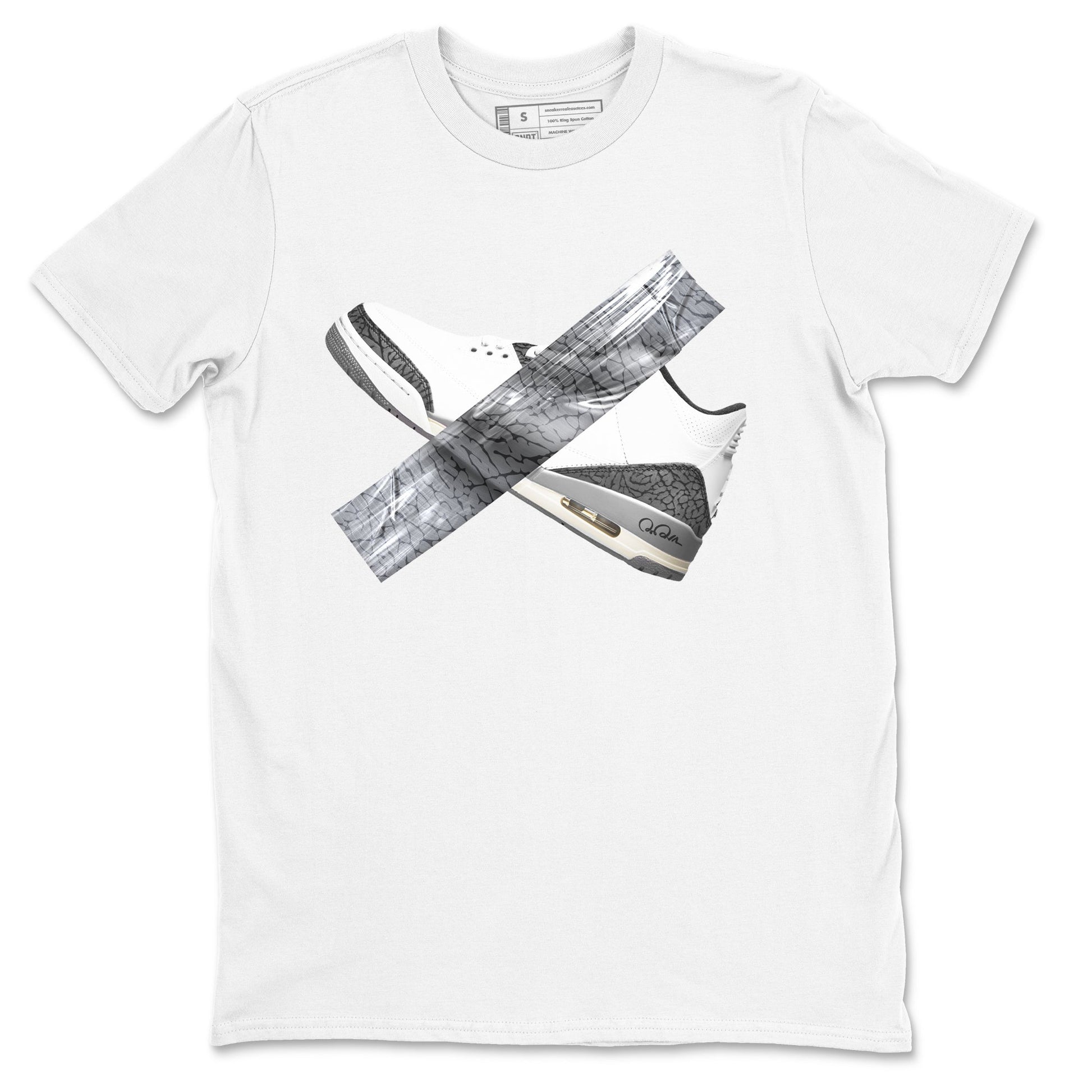 3s Cement Grey shirts to match jordans Duct Tape sneaker match tees Air Jordan 3 Cement Grey SNRT Sneaker Release Tees unisex cotton White 2 crew neck shirts