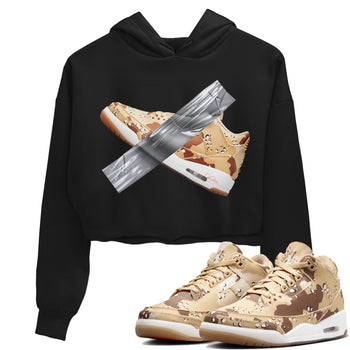 AJ3 Desert Camo shirts to match jordans Duct Tape sneaker match tees Air Jordan 3 Desert Camo SNRT Sneaker Tees streetwear brand Black 1 crop tee