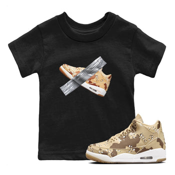 AJ3 Desert Camo shirts to match jordans Duct Tape sneaker match tees Air Jordan 3 Desert Camo SNRT Sneaker Tees streetwear brand Baby and Youth Black 1 cotton tee