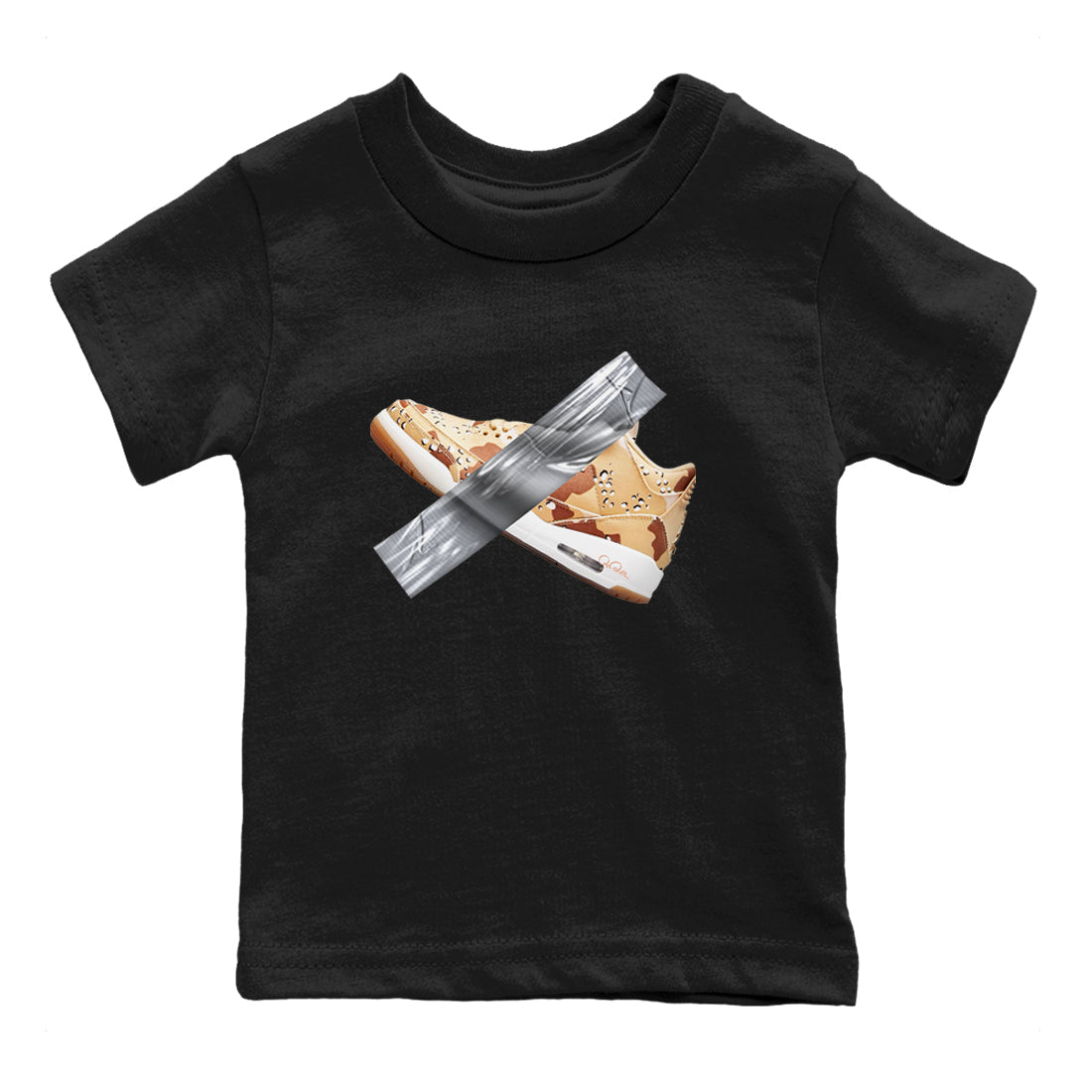 AJ3 Desert Camo shirts to match jordans Duct Tape sneaker match tees Air Jordan 3 Desert Camo SNRT Sneaker Tees streetwear brand Baby and Youth Black 2 cotton tee