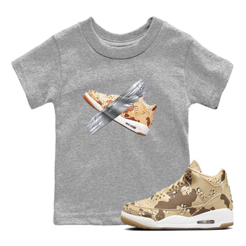 AJ3 Desert Camo shirts to match jordans Duct Tape sneaker match tees Air Jordan 3 Desert Camo SNRT Sneaker Tees streetwear brand Baby and Youth Heather Grey 1 cotton tee