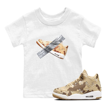 AJ3 Desert Camo shirts to match jordans Duct Tape sneaker match tees Air Jordan 3 Desert Camo SNRT Sneaker Tees streetwear brand Baby and Youth White 1 cotton tee