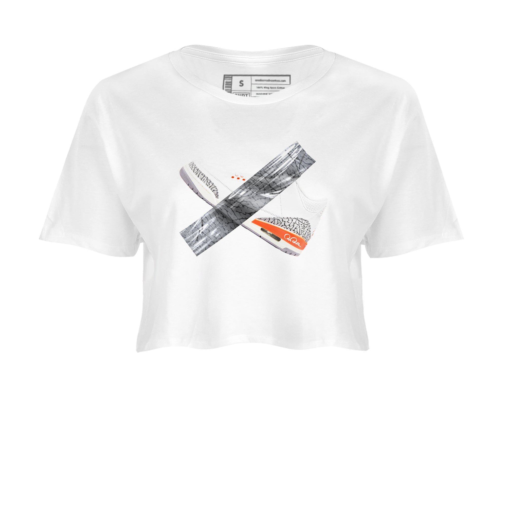 3s Georgia Peach shirt to match jordans Duct Tape sneaker tees Air Jordan 3 Georgia Peach SNRT Sneaker Release Tees White 2 crop length shirt