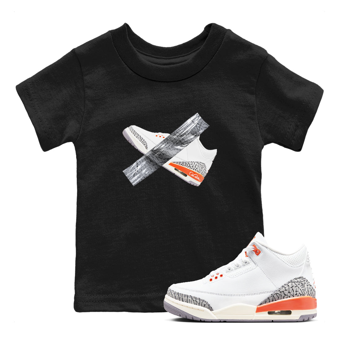3s Georgia Peach shirt to match jordans Duct Tape sneaker tees Air Jordan 3 Georgia Peach SNRT sneaker release tees baby toddler Black 1 cotton Shirt