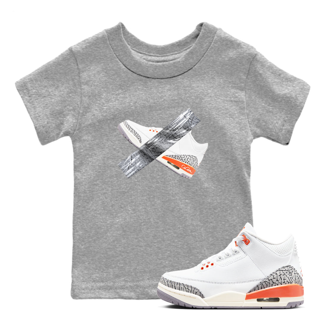 3s Georgia Peach shirt to match jordans Duct Tape sneaker tees Air Jordan 3 Georgia Peach SNRT sneaker release tees baby toddler Heather Grey 1 cotton Shirt