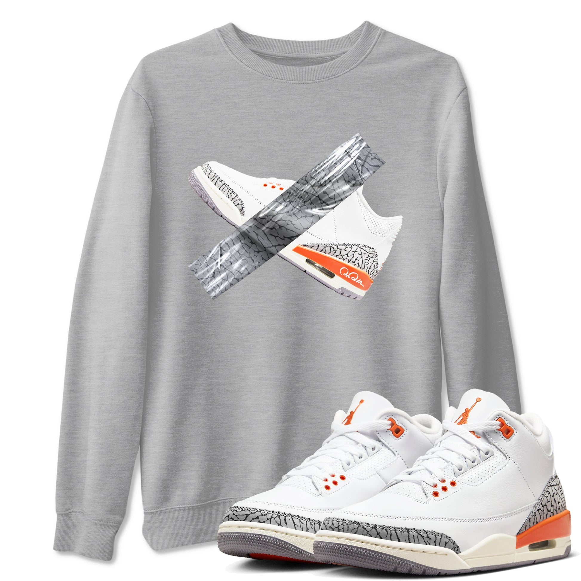 3s Georgia Peach shirt to match jordans Duct Tape sneaker tees Air Jordan 3 Georgia Peach SNRT Sneaker Release Tees unisex cotton Heather Grey 1 crew neck shirt