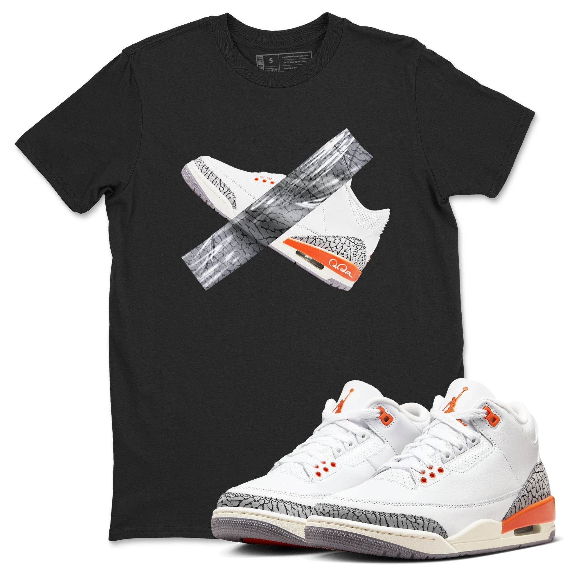 3s Georgia Peach shirt to match jordans Duct Tape sneaker tees Air Jordan 3 Georgia Peach SNRT Sneaker Release Tees unisex cotton Black 1 crew neck shirt