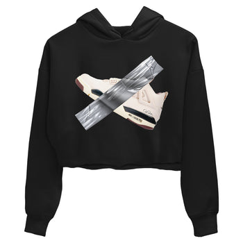 4s A Ma Maniere x Fossil Stone shirts to match jordans Duct tape sneaker match tees Air Jordan 4 A Ma Maniere x Fossil Stone match shoes to clothes SNRT Sneaker Tees unisex cotton Black 2 crop tee
