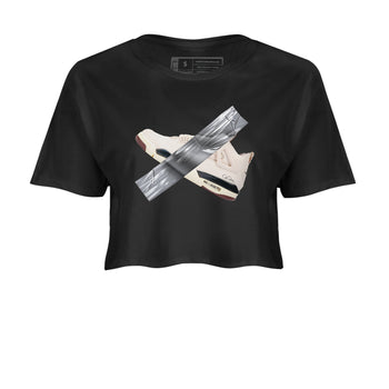 4s A Ma Maniere x Fossil Stone shirts to match jordans Duct tape sneaker match tees Air Jordan 4 A Ma Maniere x Fossil Stone match shoes to clothes SNRT Sneaker Tees unisex cotton Black 2 crop tee