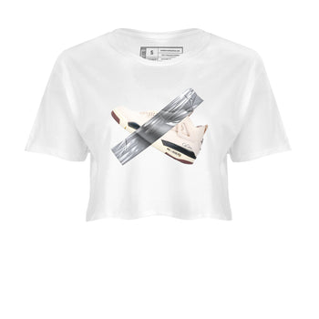 4s A Ma Maniere x Fossil Stone shirts to match jordans Duct tape sneaker match tees Air Jordan 4 A Ma Maniere x Fossil Stone match shoes to clothes SNRT Sneaker Tees unisex cotton White 2 crop tee