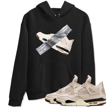 4s A Ma Maniere x Fossil Stone shirts to match jordans Duct tape sneaker match tees Air Jordan 4 A Ma Maniere x Fossil Stone match shoes to clothes SNRT Sneaker Tees unisex cotton Black 1 shirts