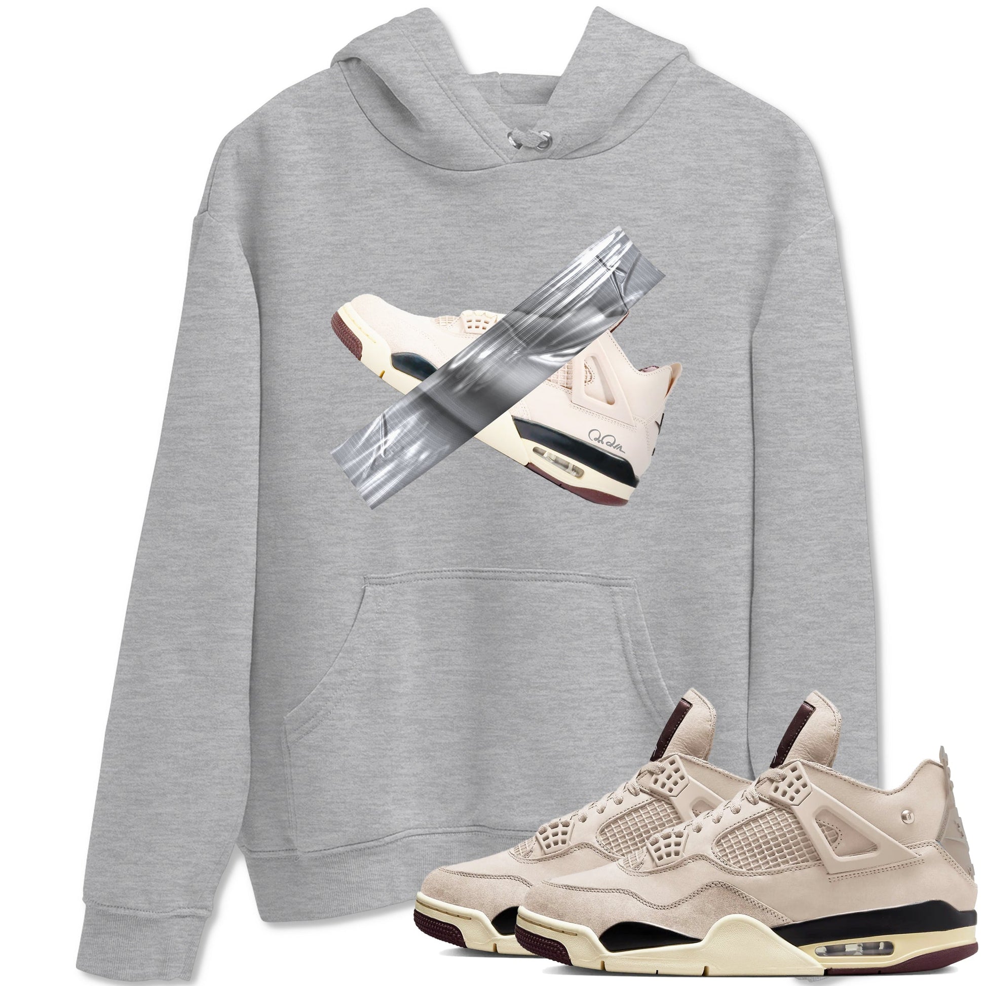 4s A Ma Maniere x Fossil Stone shirts to match jordans Duct tape sneaker match tees Air Jordan 4 A Ma Maniere x Fossil Stone match shoes to clothes SNRT Sneaker Tees unisex cotton Heather Grey 1 shirts