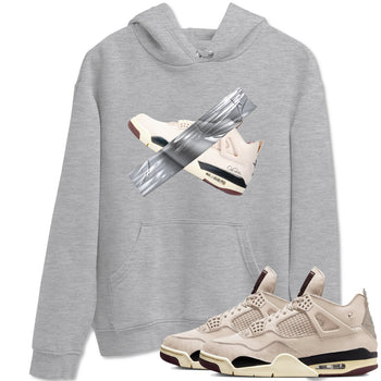 4s A Ma Maniere x Fossil Stone shirts to match jordans Duct tape sneaker match tees Air Jordan 4 A Ma Maniere x Fossil Stone match shoes to clothes SNRT Sneaker Tees unisex cotton Heather Grey 1 shirts
