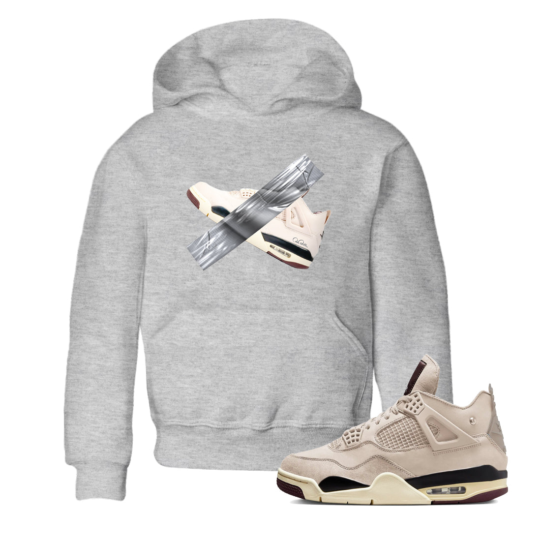 4s A Ma Maniere x Fossil Stone shirts to match jordans Duct tape sneaker match tees Air Jordan 4 A Ma Maniere x Fossil Stone match shoes to clothes SNRT Sneaker Tees Youth Baby Heather Grey 1 tee