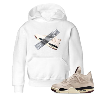 4s A Ma Maniere x Fossil Stone shirts to match jordans Duct tape sneaker match tees Air Jordan 4 A Ma Maniere x Fossil Stone match shoes to clothes SNRT Sneaker Tees Youth Baby White 1 tee