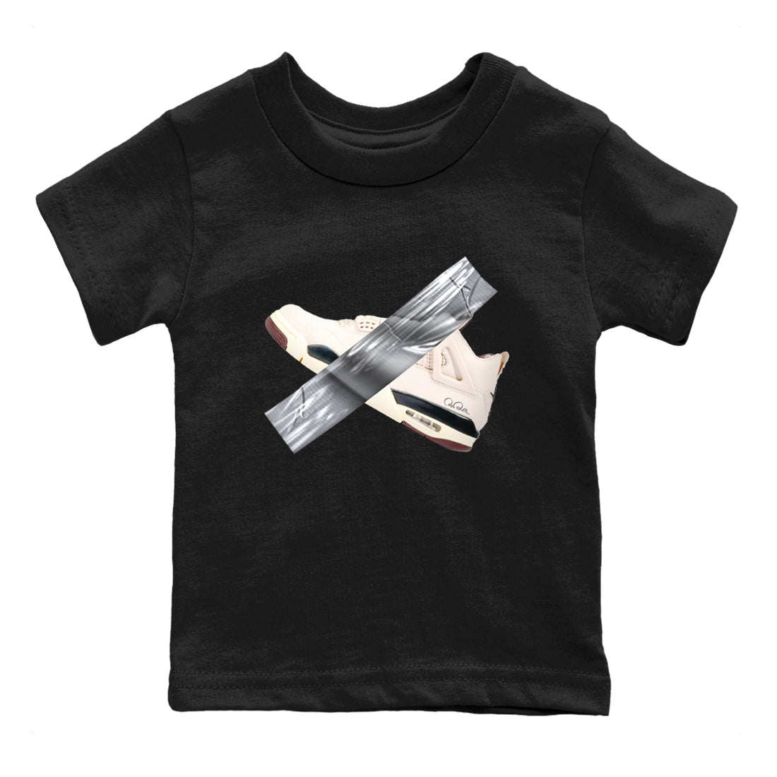 4s A Ma Maniere x Fossil Stone shirts to match jordans Duct tape sneaker match tees Air Jordan 4 A Ma Maniere x Fossil Stone match shoes to clothes SNRT Sneaker Tees Youth Baby Black 2 tee
