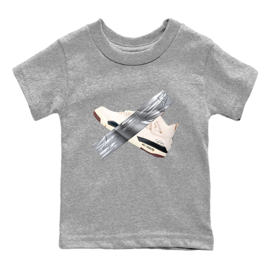 4s A Ma Maniere x Fossil Stone shirts to match jordans Duct tape sneaker match tees Air Jordan 4 A Ma Maniere x Fossil Stone match shoes to clothes SNRT Sneaker Tees Youth Baby Heather Grey 2 tee