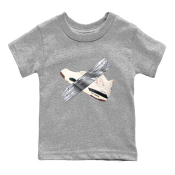 4s A Ma Maniere x Fossil Stone shirts to match jordans Duct tape sneaker match tees Air Jordan 4 A Ma Maniere x Fossil Stone match shoes to clothes SNRT Sneaker Tees Youth Baby Heather Grey 2 tee
