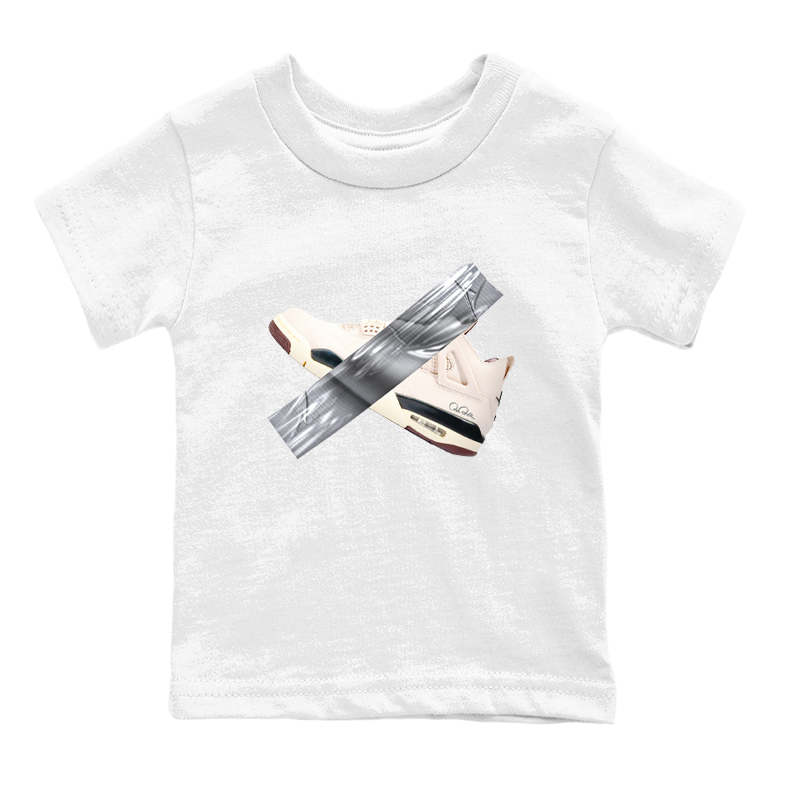 4s A Ma Maniere x Fossil Stone shirts to match jordans Duct tape sneaker match tees Air Jordan 4 A Ma Maniere x Fossil Stone match shoes to clothes SNRT Sneaker Tees Youth Baby White 2 tee