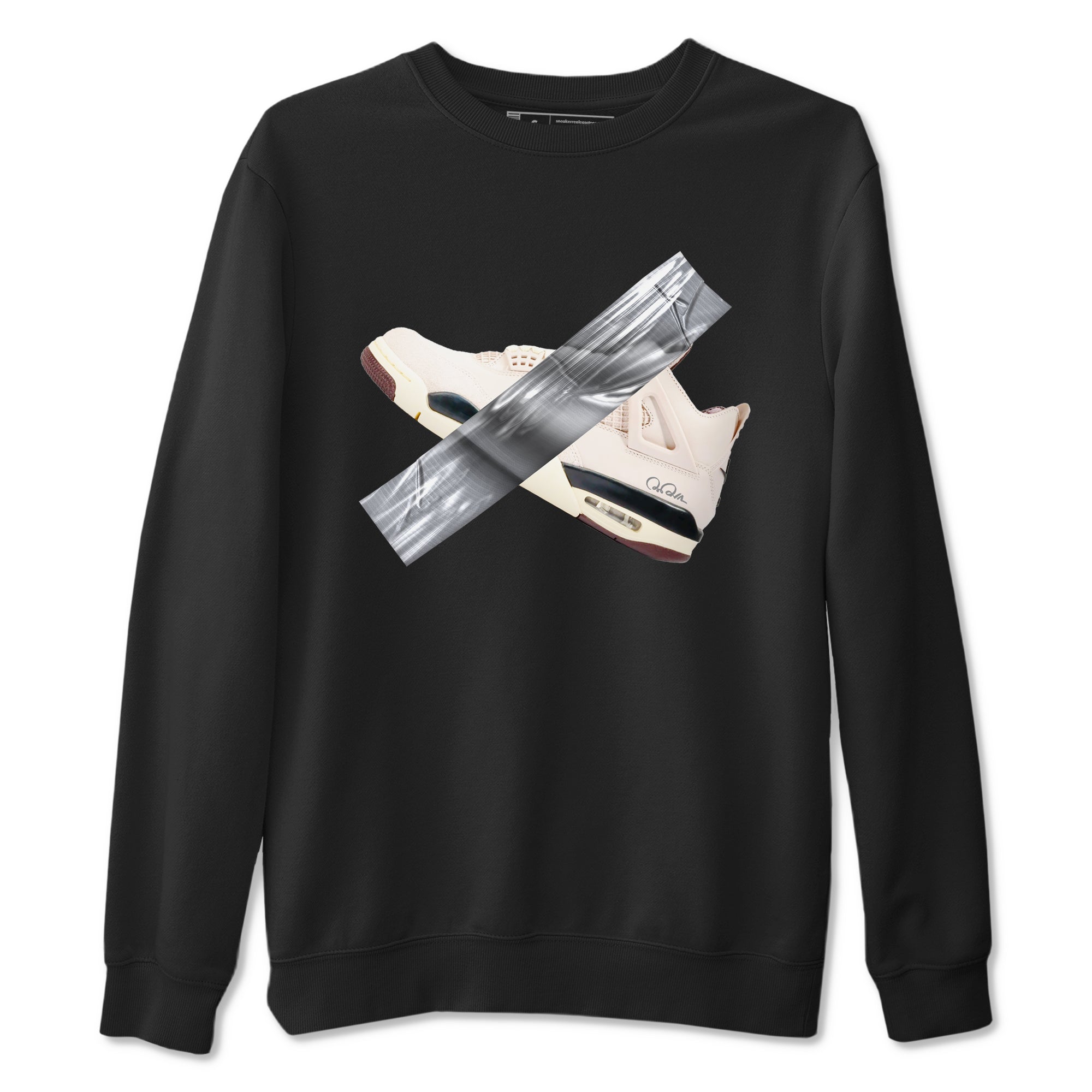 4s A Ma Maniere x Fossil Stone shirts to match jordans Duct tape sneaker match tees Air Jordan 4 A Ma Maniere x Fossil Stone match shoes to clothes SNRT Sneaker Tees unisex cotton Black 2 shirts