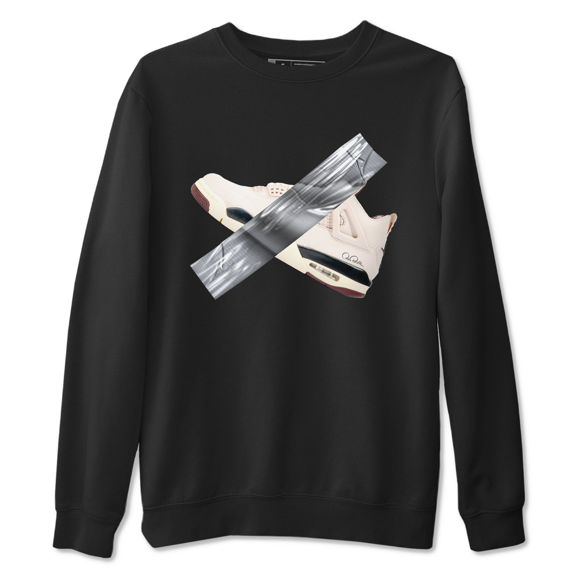 4s A Ma Maniere x Fossil Stone shirts to match jordans Duct tape sneaker match tees Air Jordan 4 A Ma Maniere x Fossil Stone match shoes to clothes SNRT Sneaker Tees unisex cotton Black 2 shirts