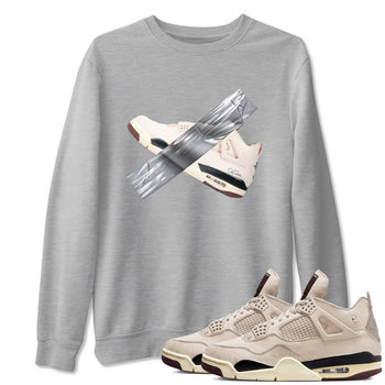 4s A Ma Maniere x Fossil Stone shirts to match jordans Duct tape sneaker match tees Air Jordan 4 A Ma Maniere x Fossil Stone match shoes to clothes SNRT Sneaker Tees unisex cotton Heather Grey 1 shirts