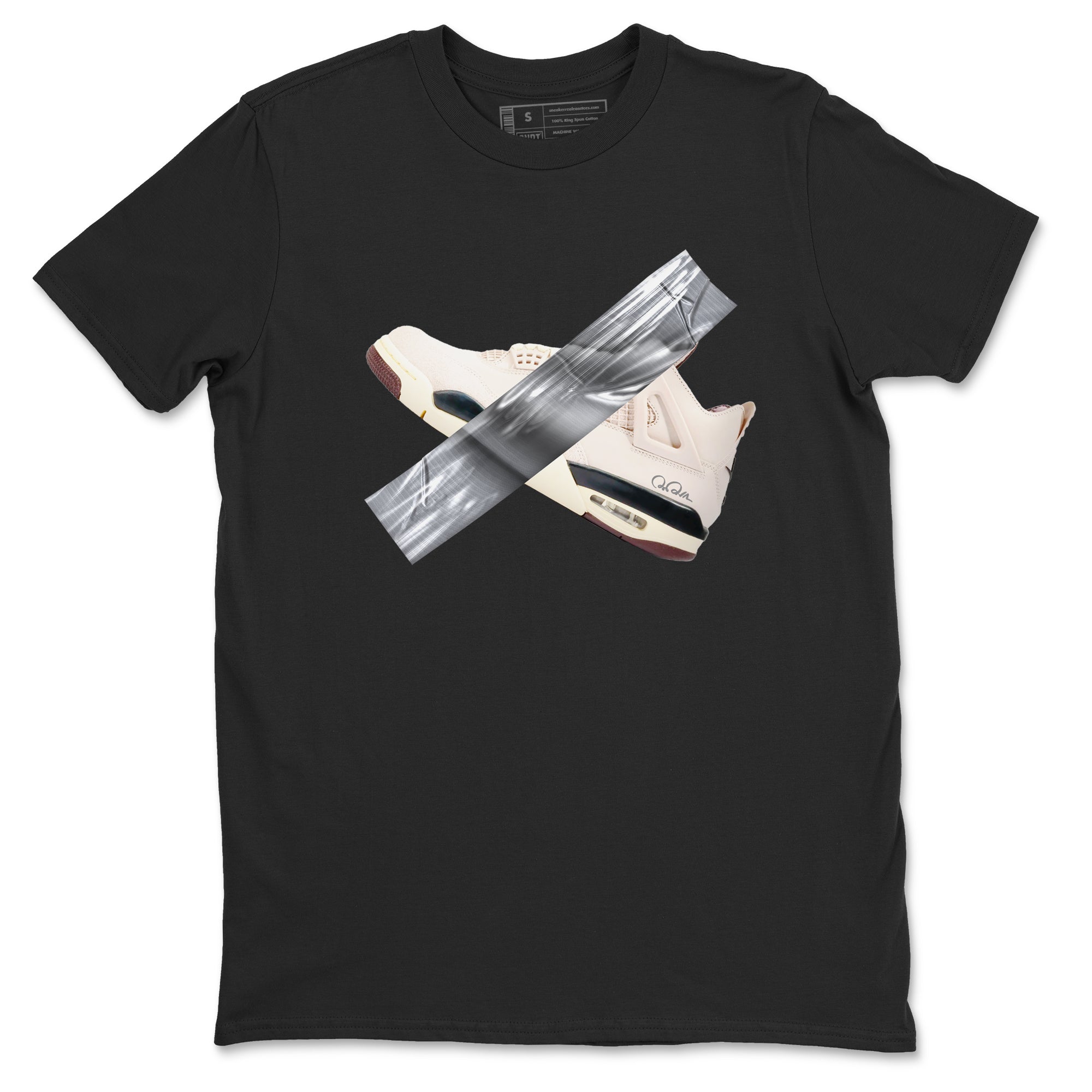 4s A Ma Maniere x Fossil Stone shirts to match jordans Duct tape sneaker match tees Air Jordan 4 A Ma Maniere x Fossil Stone match shoes to clothes SNRT Sneaker Tees unisex cotton Black 2 shirts