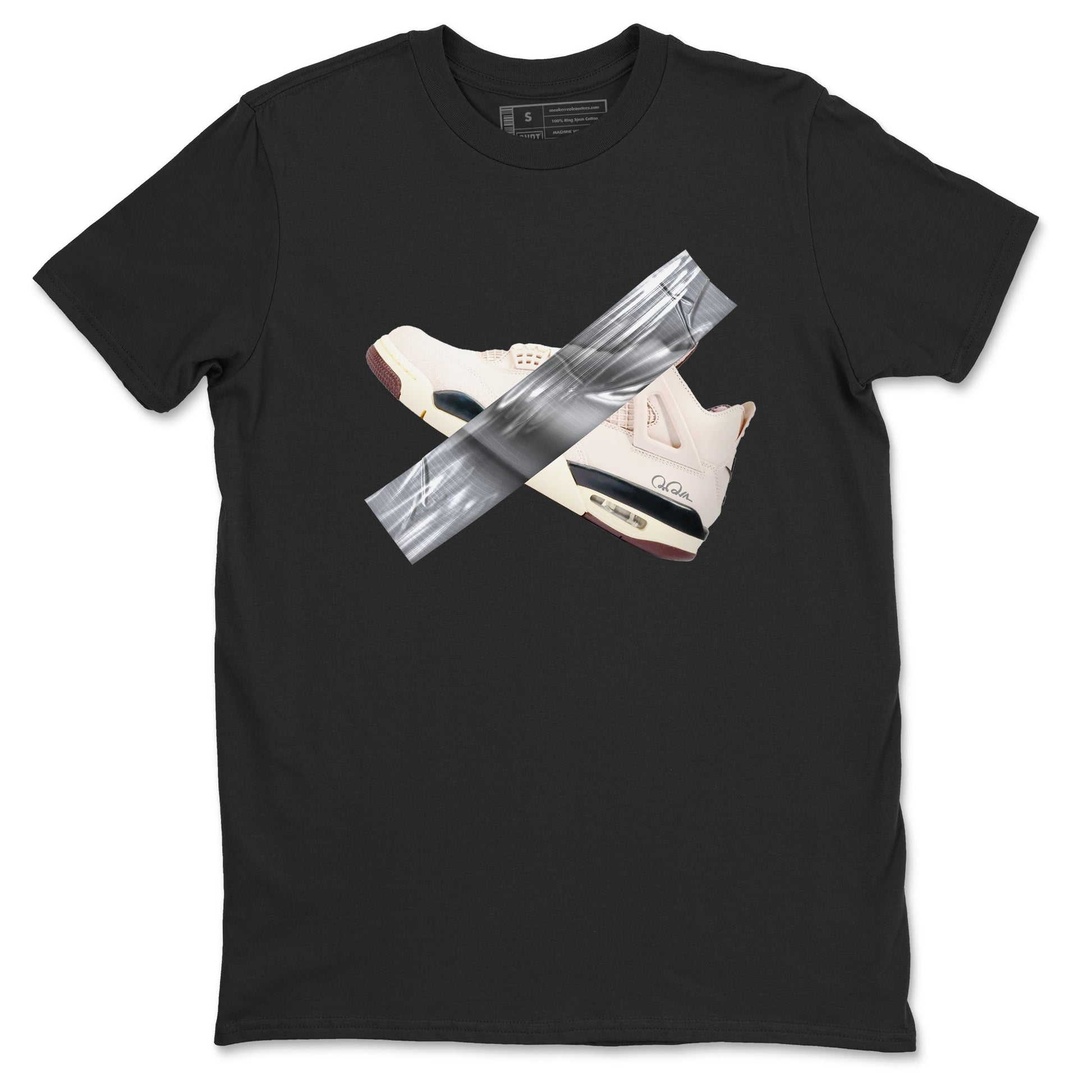 4s A Ma Maniere x Fossil Stone shirts to match jordans Duct tape sneaker match tees Air Jordan 4 A Ma Maniere x Fossil Stone match shoes to clothes SNRT Sneaker Tees unisex cotton Black 2 shirts