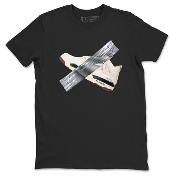 4s A Ma Maniere x Fossil Stone shirts to match jordans Duct tape sneaker match tees Air Jordan 4 A Ma Maniere x Fossil Stone match shoes to clothes SNRT Sneaker Tees unisex cotton Black 2 shirts