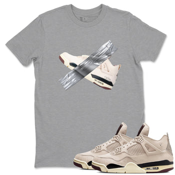 4s A Ma Maniere x Fossil Stone shirts to match jordans Duct tape sneaker match tees Air Jordan 4 A Ma Maniere x Fossil Stone match shoes to clothes SNRT Sneaker Tees unisex cotton Heather Grey 1 shirts
