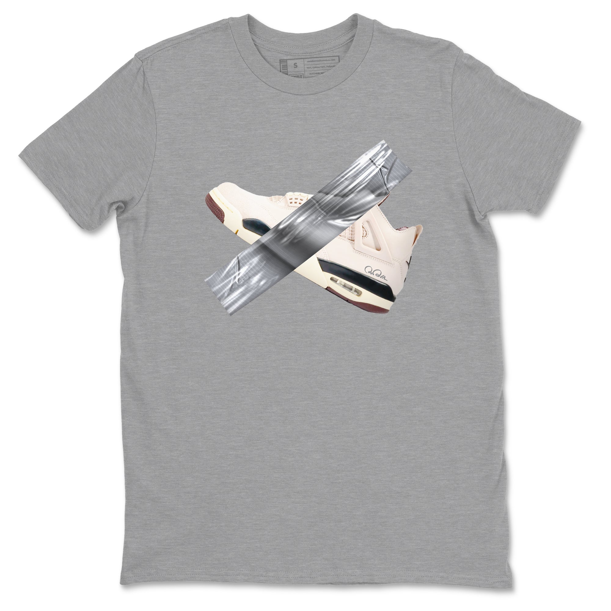 4s A Ma Maniere x Fossil Stone shirts to match jordans Duct tape sneaker match tees Air Jordan 4 A Ma Maniere x Fossil Stone match shoes to clothes SNRT Sneaker Tees unisex cotton Heather Grey 2 shirts