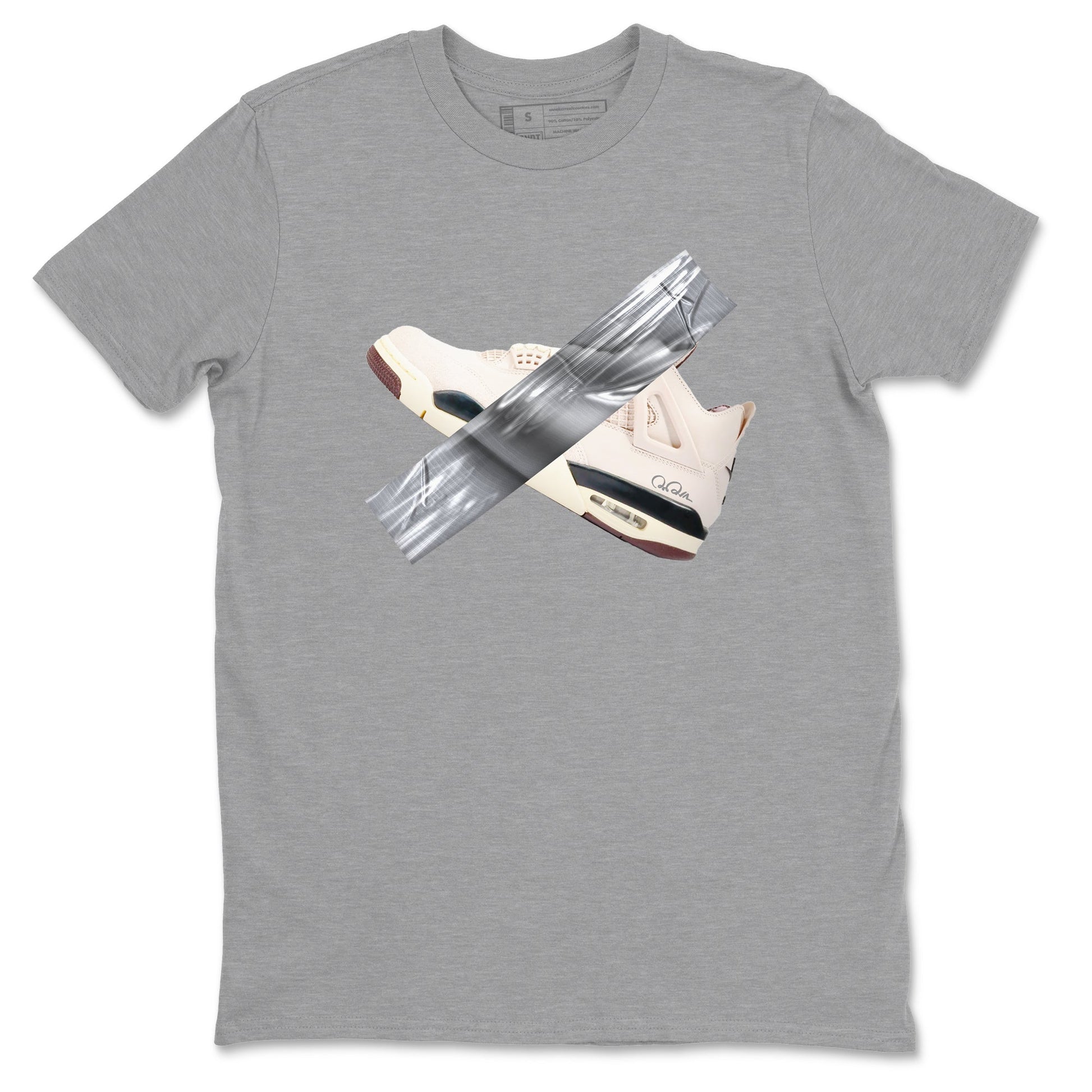4s A Ma Maniere x Fossil Stone shirts to match jordans Duct tape sneaker match tees Air Jordan 4 A Ma Maniere x Fossil Stone match shoes to clothes SNRT Sneaker Tees unisex cotton Heather Grey 2 shirts