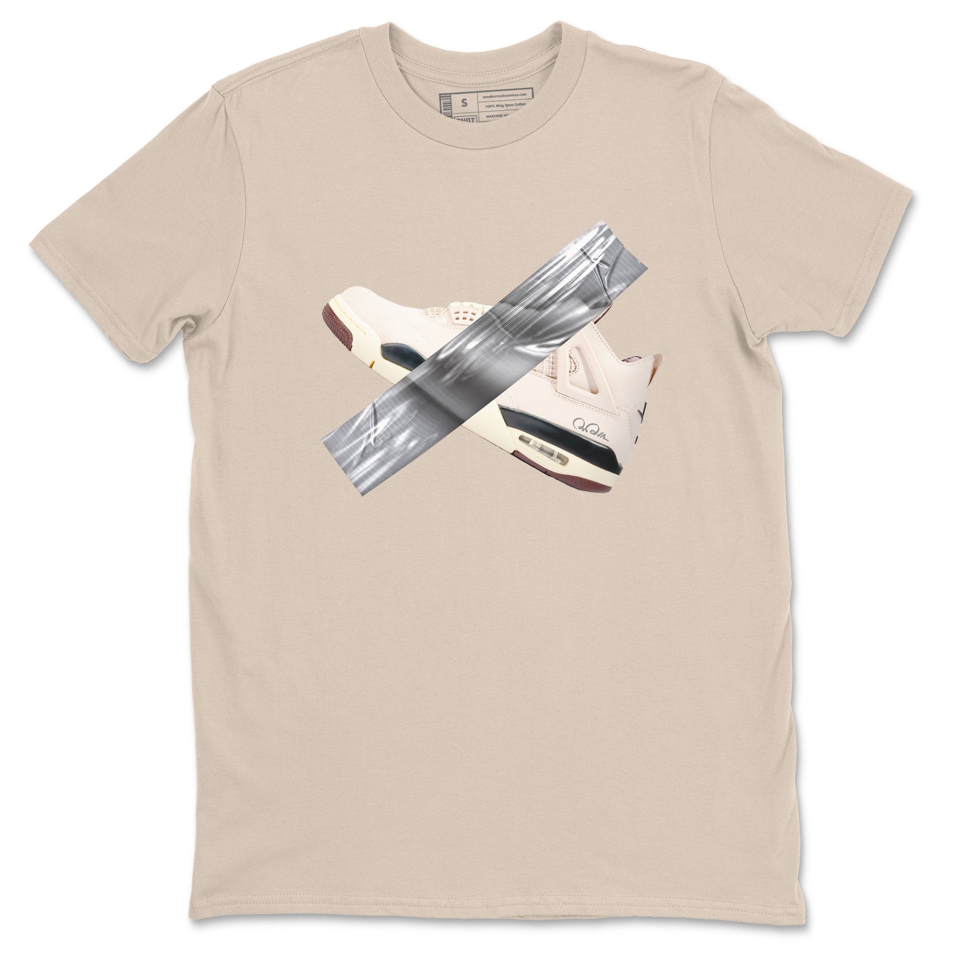 4s A Ma Maniere x Fossil Stone shirts to match jordans Duct tape sneaker match tees Air Jordan 4 A Ma Maniere x Fossil Stone match shoes to clothes SNRT Sneaker Tees unisex cotton Sand 2 shirts