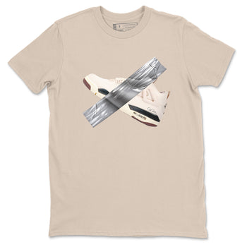 4s A Ma Maniere x Fossil Stone shirts to match jordans Duct tape sneaker match tees Air Jordan 4 A Ma Maniere x Fossil Stone match shoes to clothes SNRT Sneaker Tees unisex cotton Sand 2 shirts