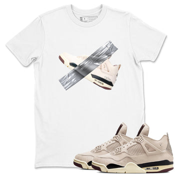 4s A Ma Maniere x Fossil Stone shirts to match jordans Duct tape sneaker match tees Air Jordan 4 A Ma Maniere x Fossil Stone match shoes to clothes SNRT Sneaker Tees unisex cotton White 1 shirts
